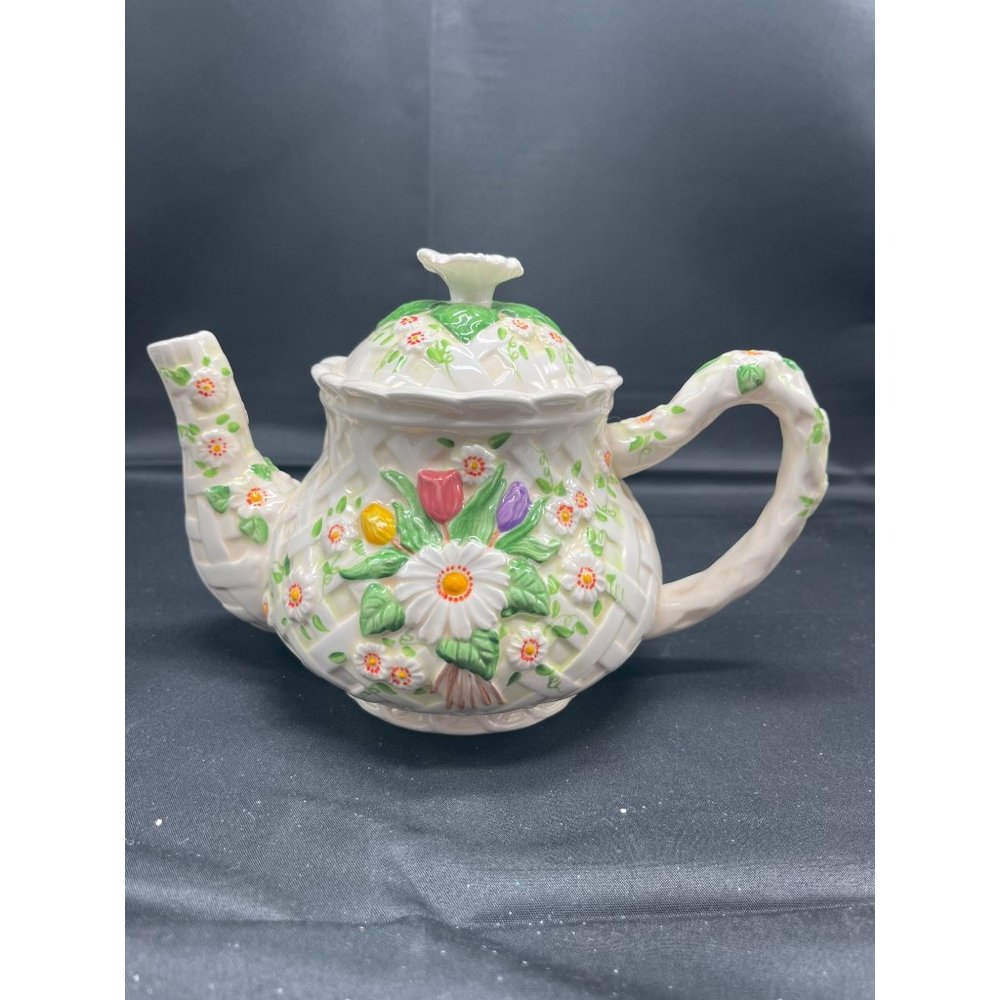 Burton and Burton Hand Painted FLower Garden Tea Pot
